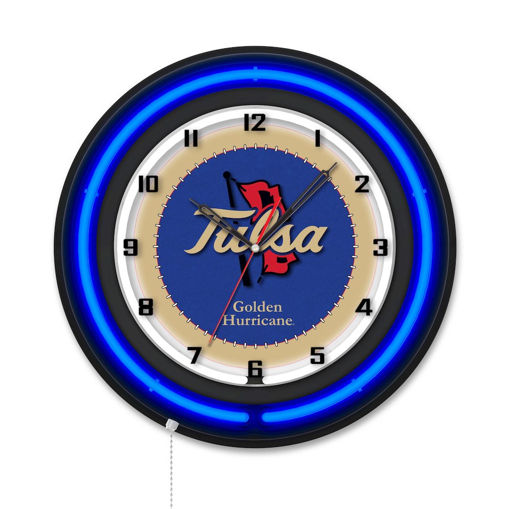 University of Tulsa 19" Double Neon Wall Clock. Picture 1