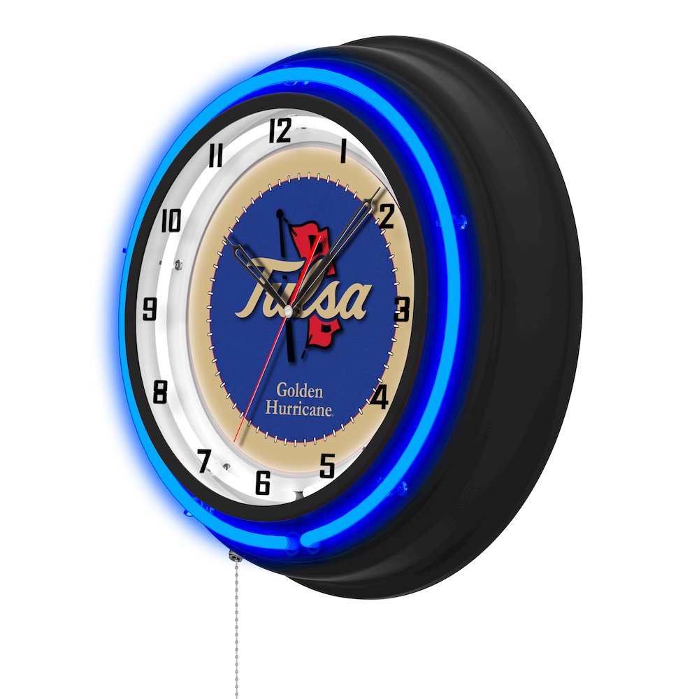 University of Tulsa 19" Double Neon Wall Clock. Picture 2