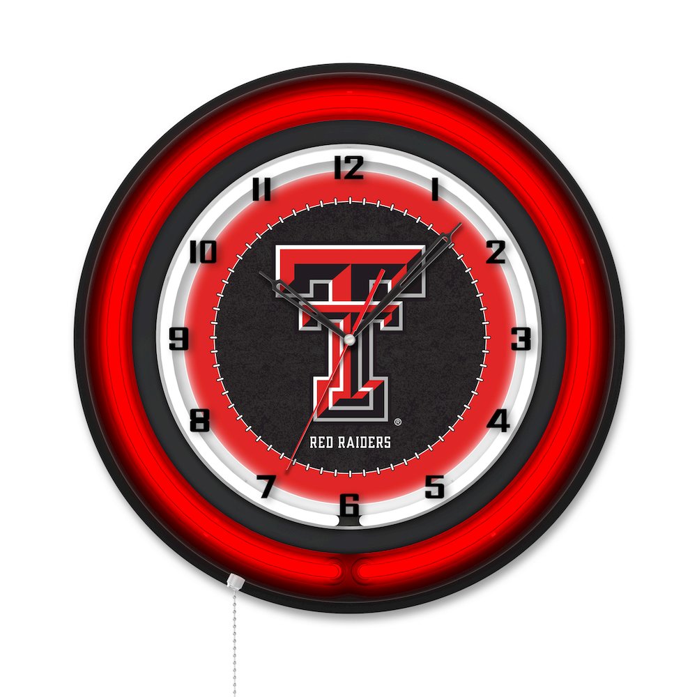 Texas Tech University 19" Double Neon Wall Clock. Picture 1