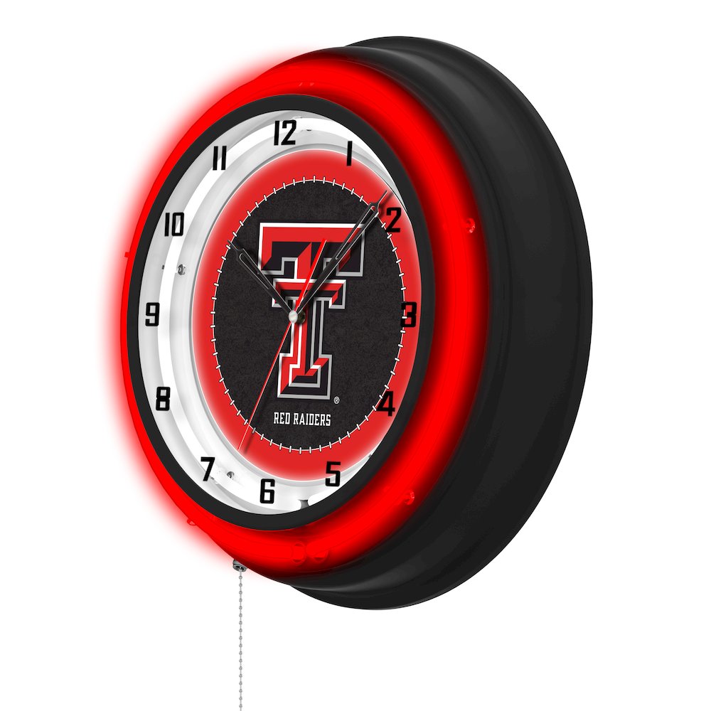 Texas Tech University 19" Double Neon Wall Clock. Picture 2