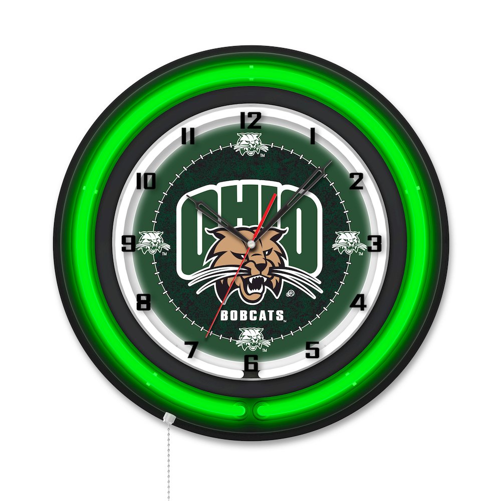 Ohio University 19" Double Neon Wall Clock. Picture 1
