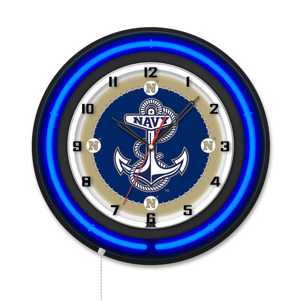 US Naval Academy 19" Double Neon Wall Clock. Picture 1