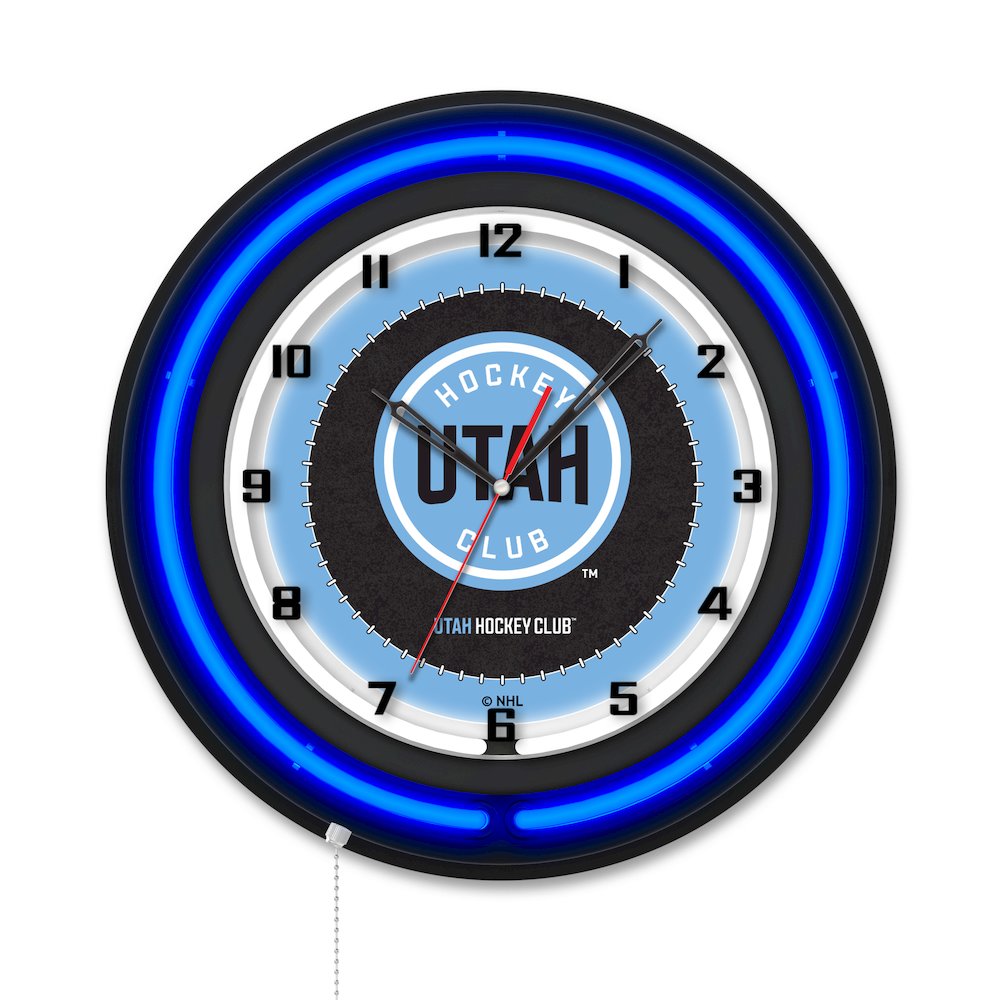 Utah Hockey Club 19" Double Neon Wall Clock. Picture 1