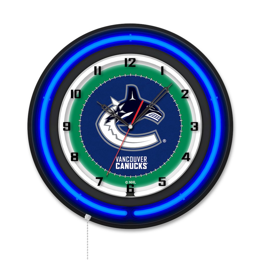 Vancouver Canucks 19" Double Neon Wall Clock. Picture 1