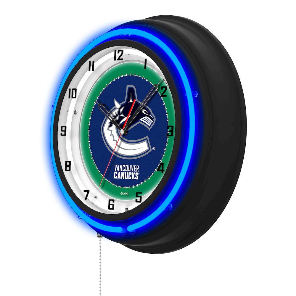 Vancouver Canucks 19" Double Neon Wall Clock. Picture 2
