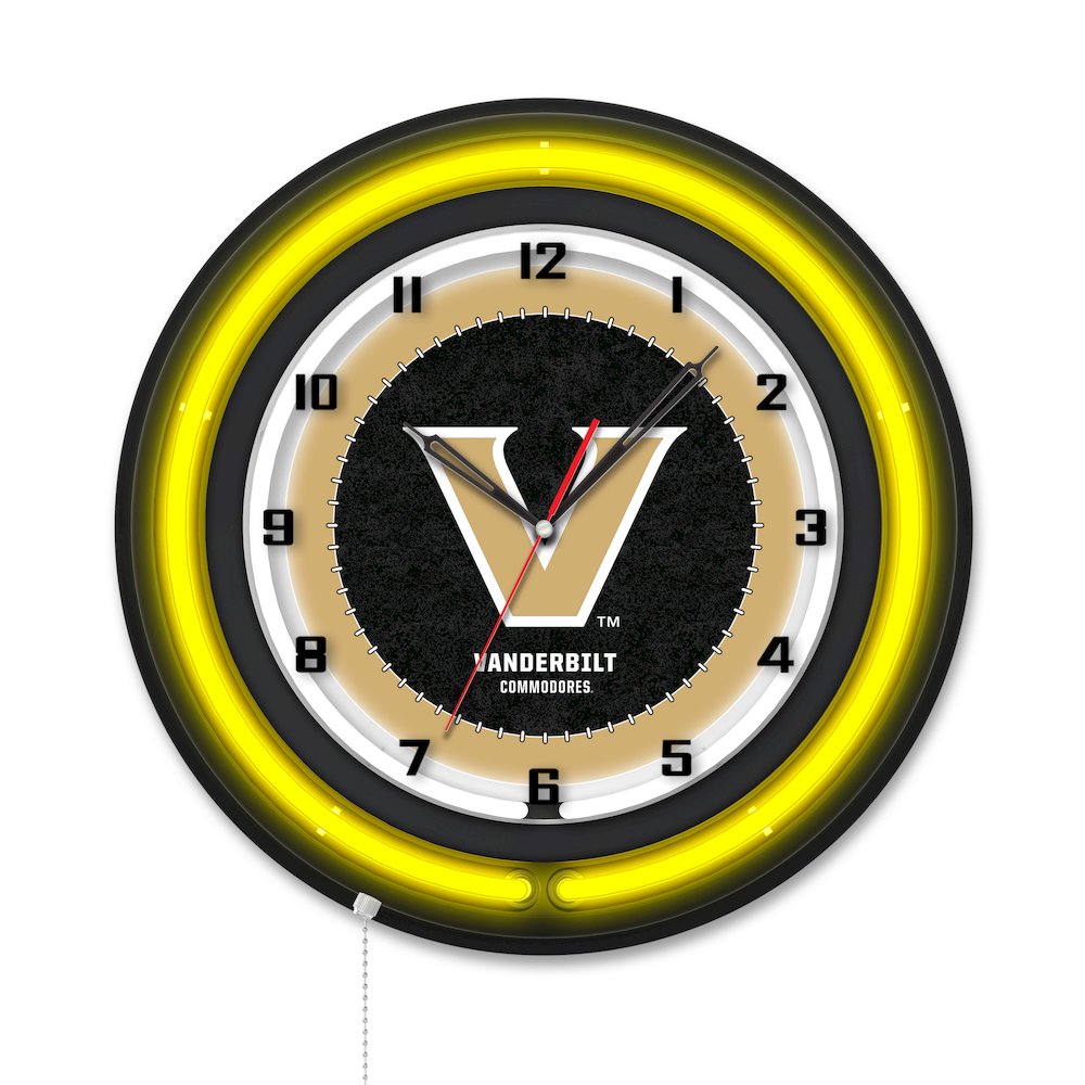 Vanderbilt University 19" Double Neon Wall Clock. Picture 1