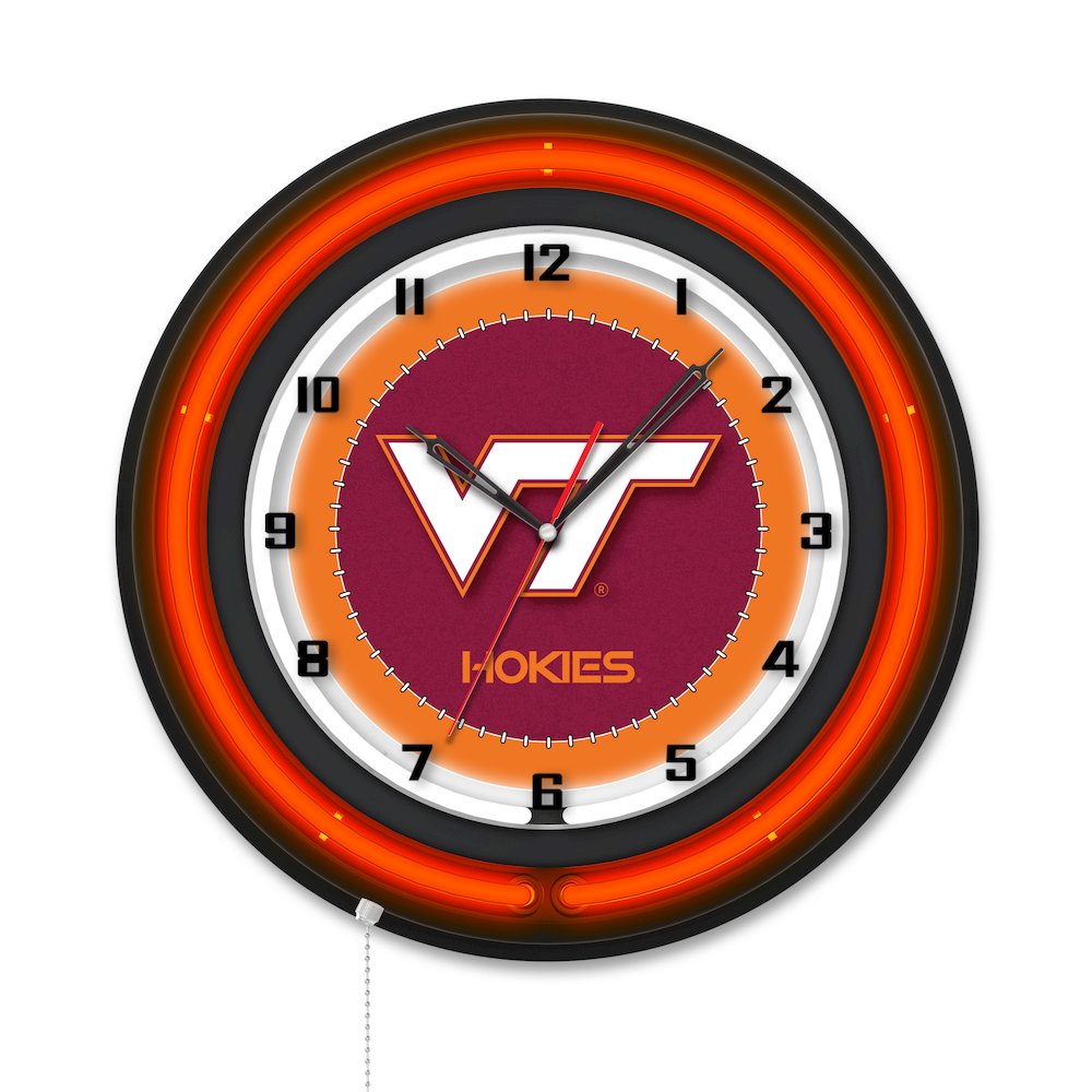 Virginia Tech University 19" Double Neon Wall Clock. Picture 1