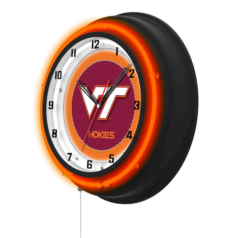 Virginia Tech University 19" Double Neon Wall Clock. Picture 2