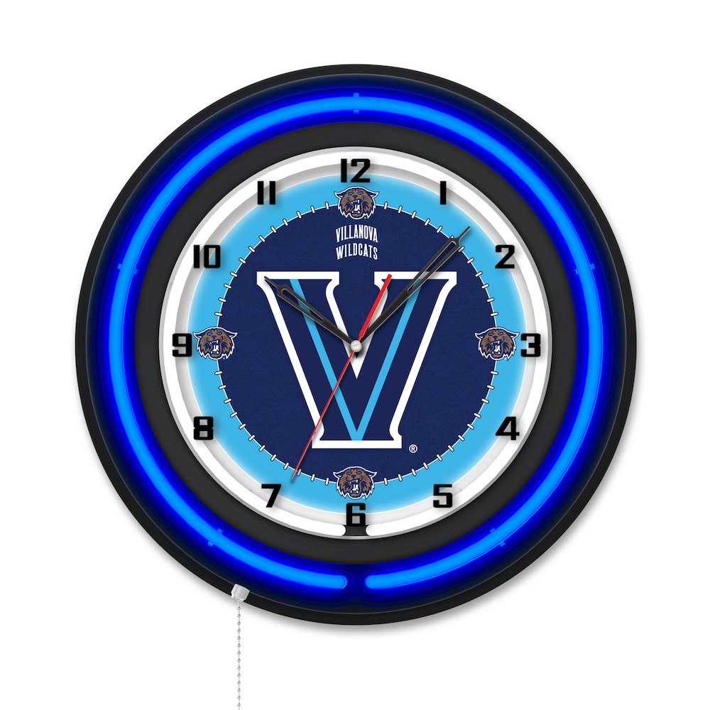 Villanova University 19" Double Neon Wall Clock. Picture 1