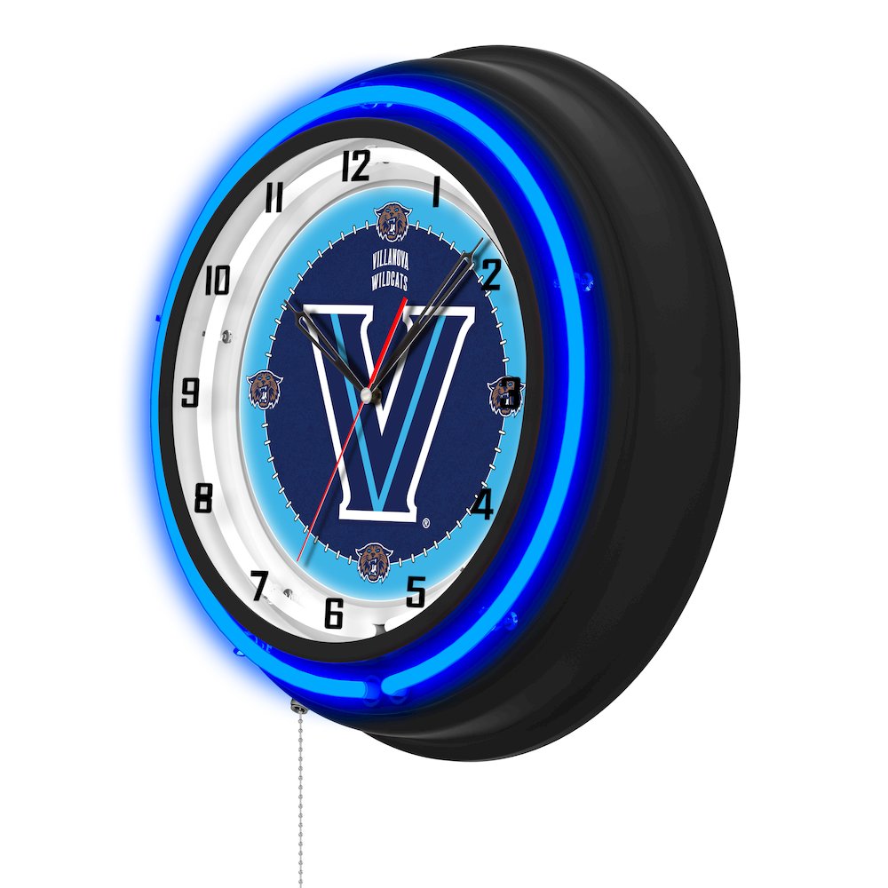 Villanova University 19" Double Neon Wall Clock. Picture 2