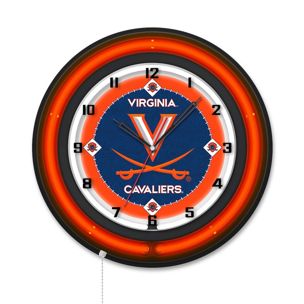University of Virginia 19" Double Neon Wall Clock. Picture 1