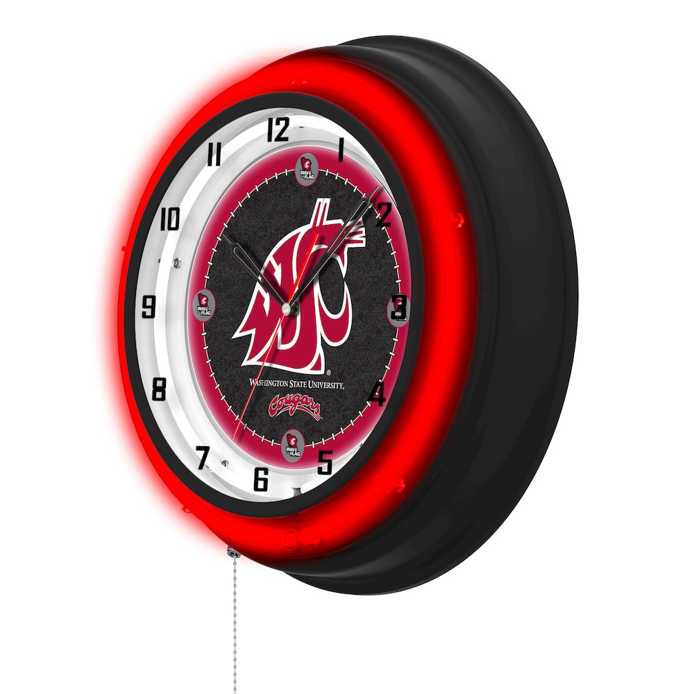 Washington State University 19" Double Neon Wall Clock. Picture 2
