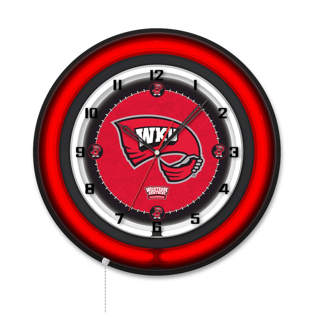 Western Kentucky University 19" Double Neon Wall Clock. Picture 1