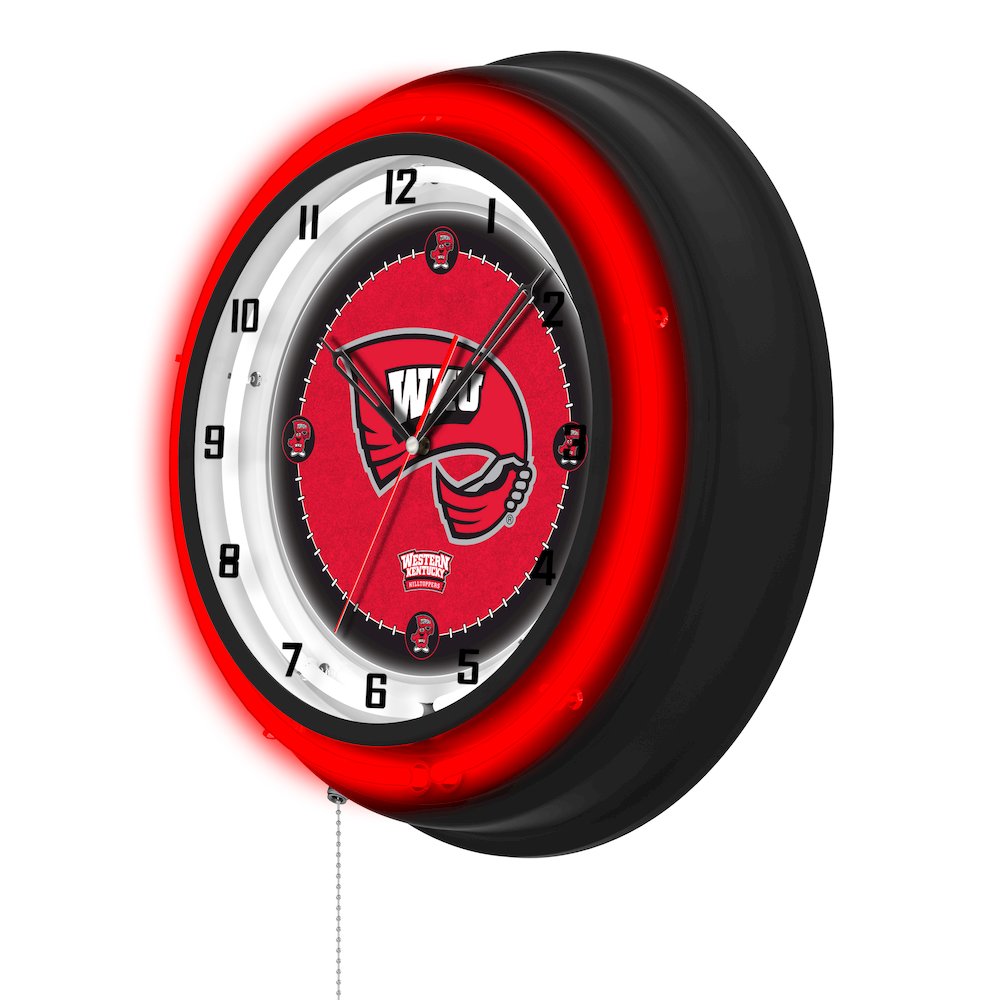 Western Kentucky University 19" Double Neon Wall Clock. Picture 2