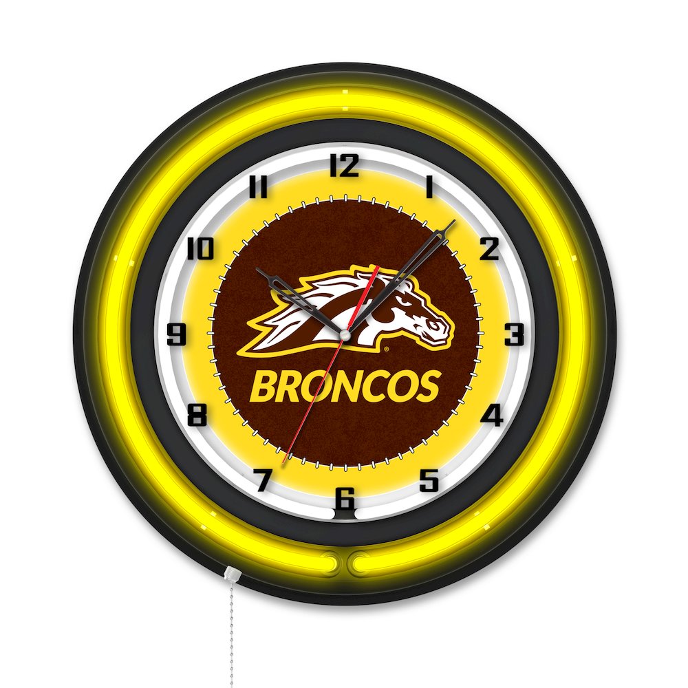 Western Michigan University 19" Double Neon Wall Clock. Picture 1