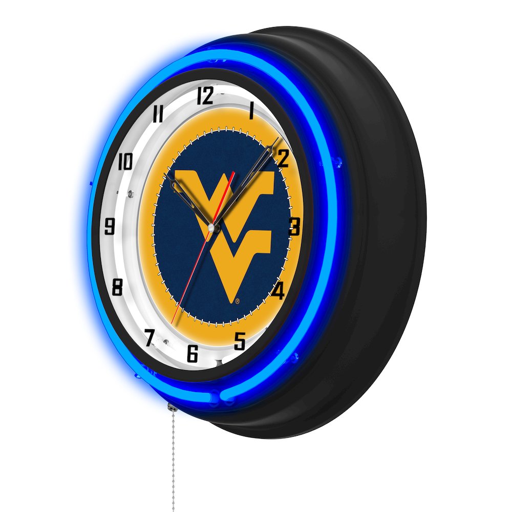 West Virginia University 19" Double Neon Wall Clock. Picture 2