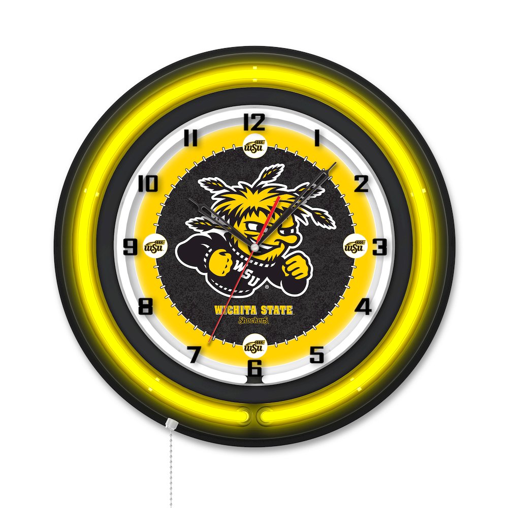 Wichita State University 19" Double Neon Wall Clock. Picture 1
