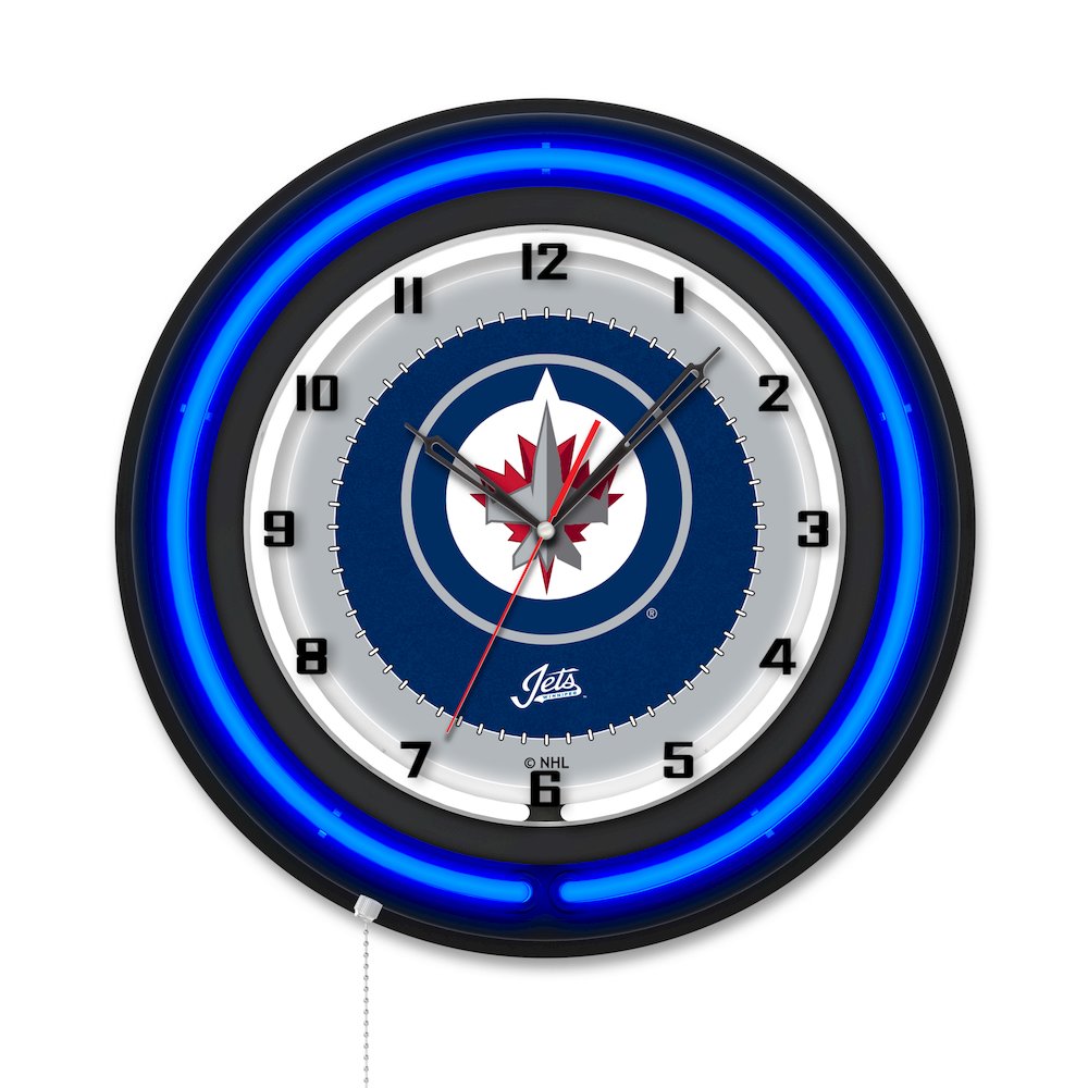 Winnipeg Jets 19" Double Neon Wall Clock. Picture 1