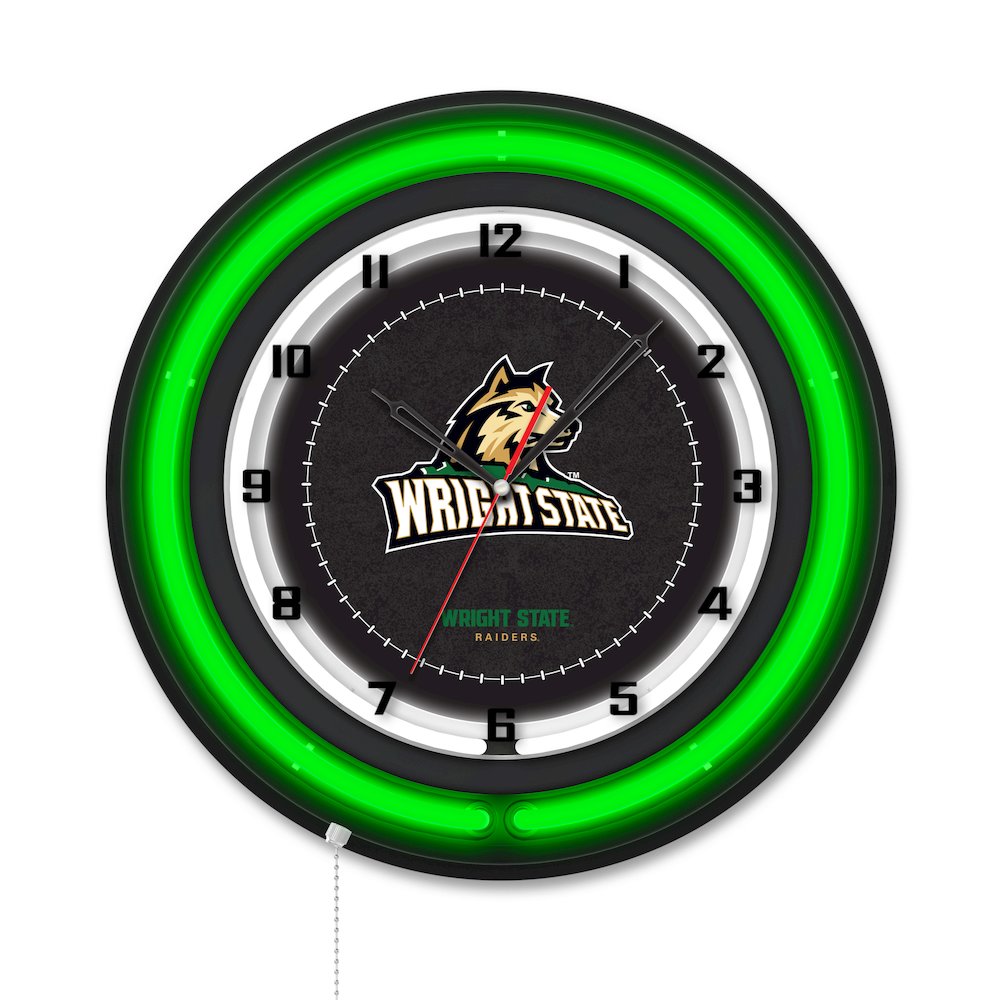 Wright State University 19" Double Neon Wall Clock. Picture 1