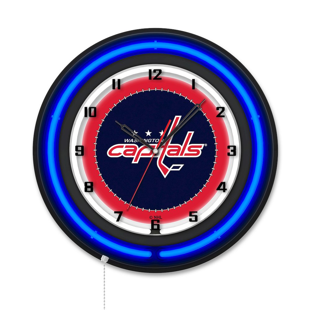 Washington Capitals 19" Double Neon Wall Clock. Picture 1