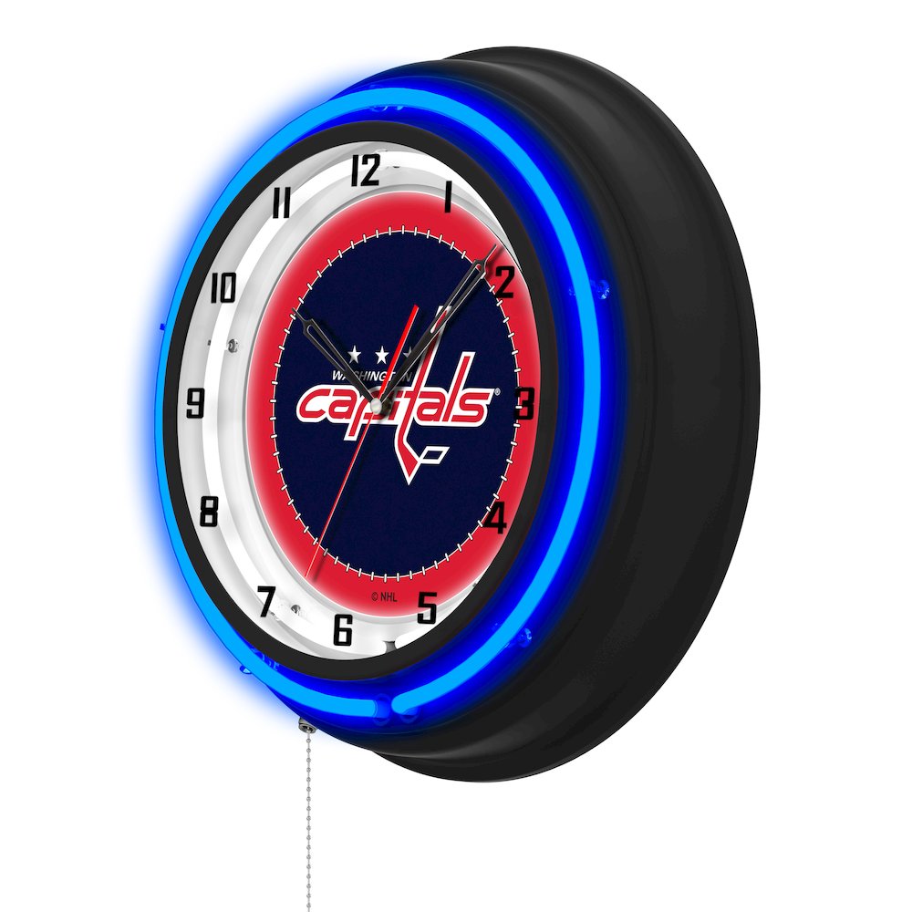 Washington Capitals 19" Double Neon Wall Clock. Picture 2