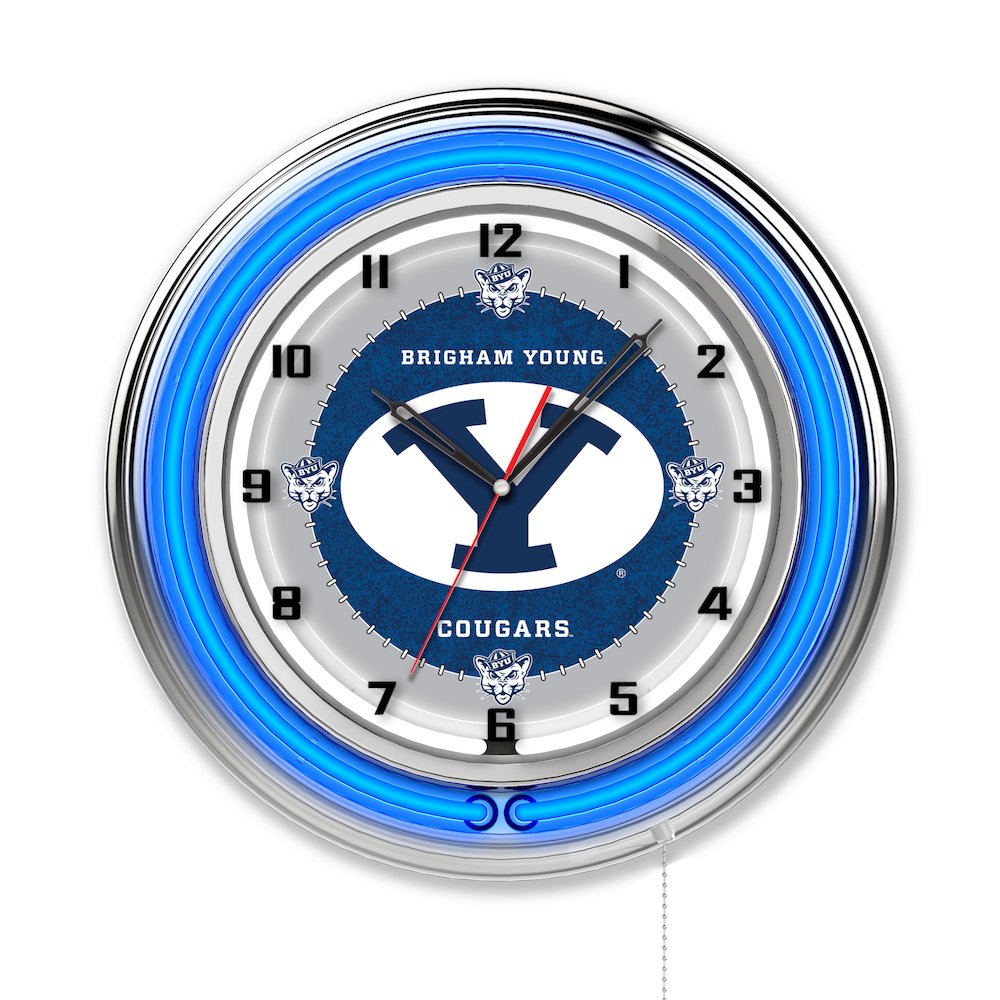 Brigham Young 19" Neon Clock. Picture 1