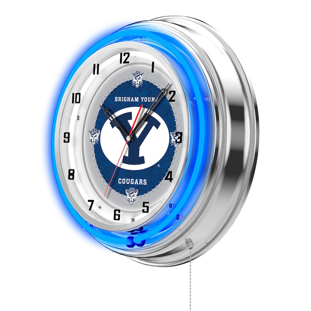 Brigham Young 19" Neon Clock. Picture 2