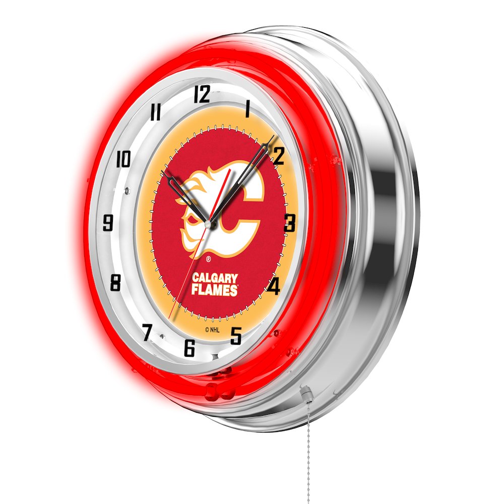 Calgary Flames 19" Neon Clock. Picture 2