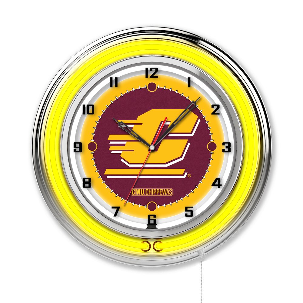 Central Michigan 19" Neon Clock. Picture 1