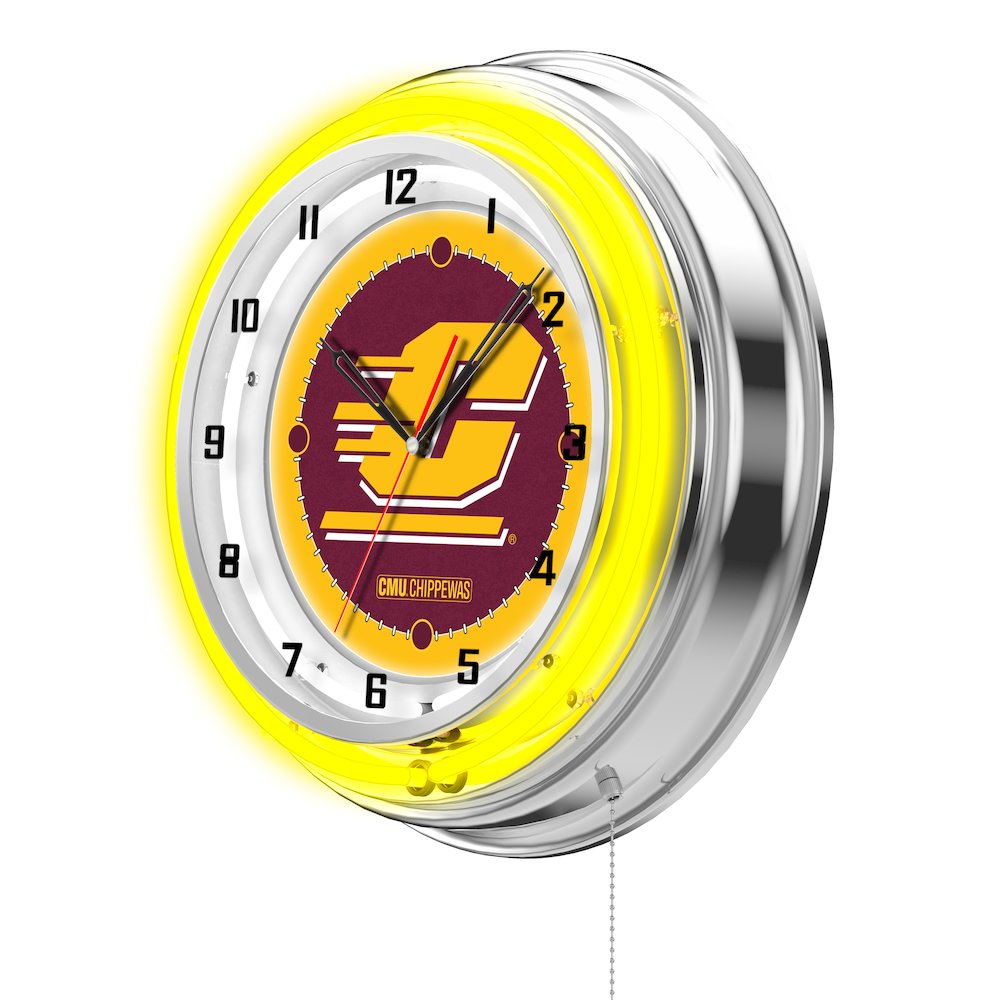 Central Michigan 19" Neon Clock. Picture 2