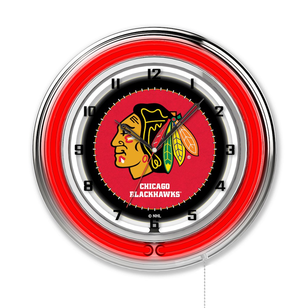 Chicago Blackhawks 19" Neon Clock. Picture 1