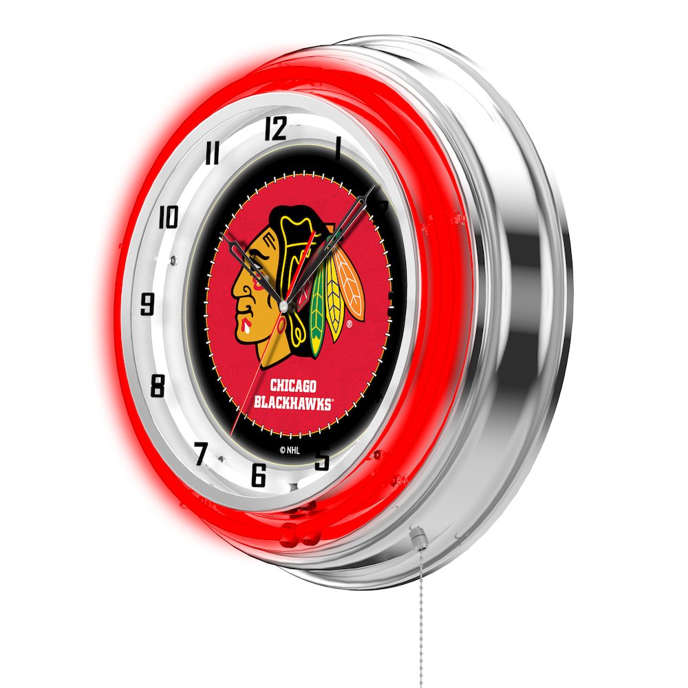 Chicago Blackhawks 19" Neon Clock. Picture 2