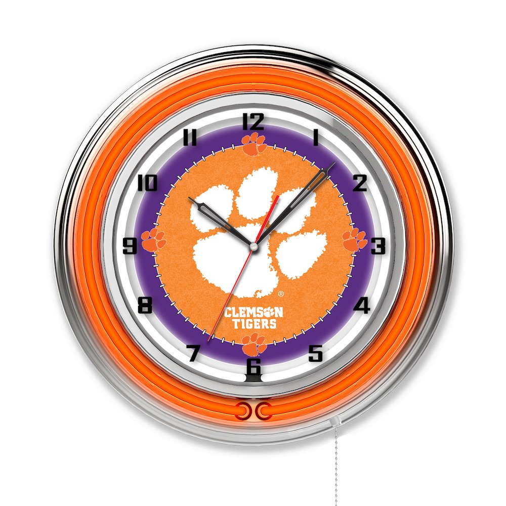 Clemson 19" Neon Clock. Picture 1