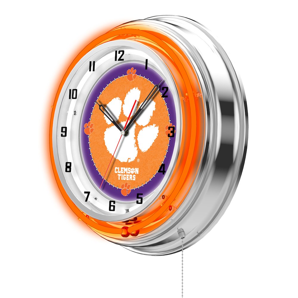 Clemson 19" Neon Clock. Picture 2