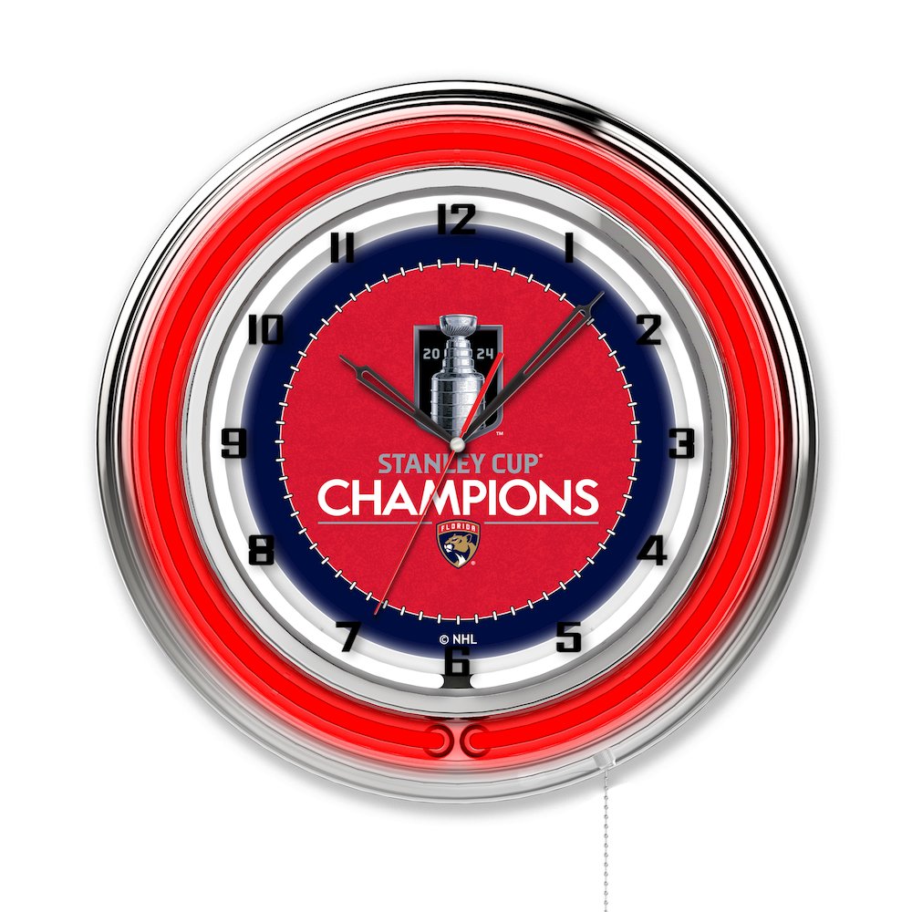 Florida Panthers - 2024 Stanley Cup  Double Neon Wall Clock. Picture 1