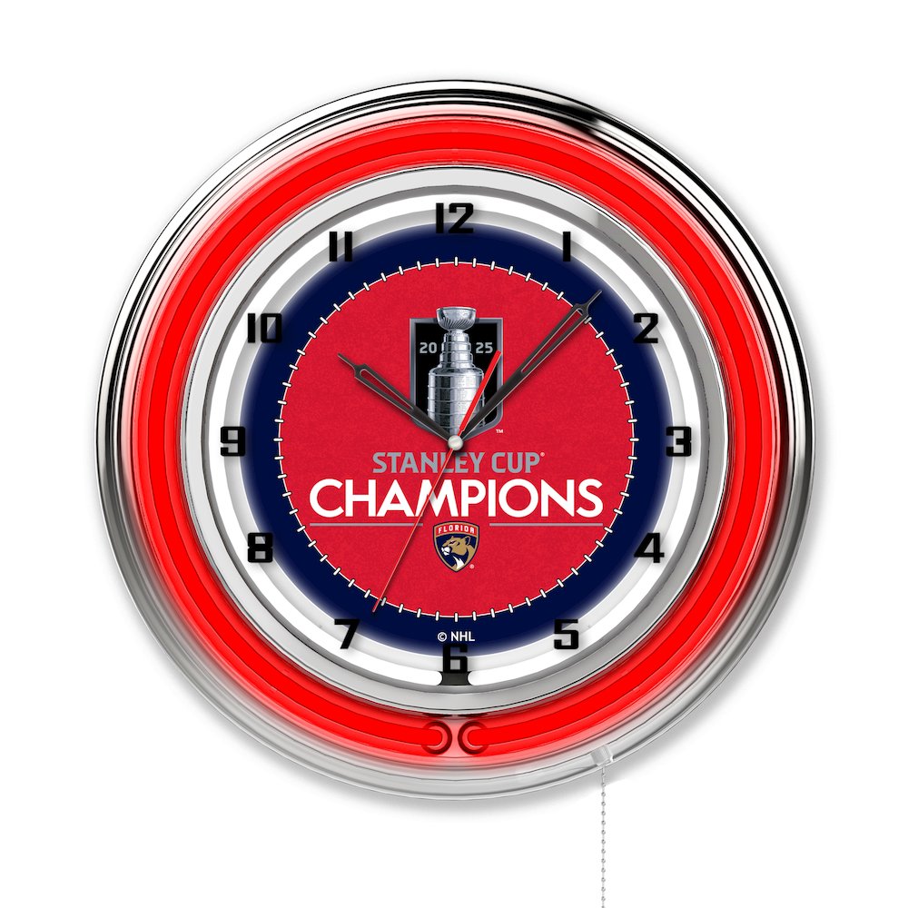 Florida Panthers - 2025 Stanley Cup 19" Double Neon Wall Clock. Picture 1