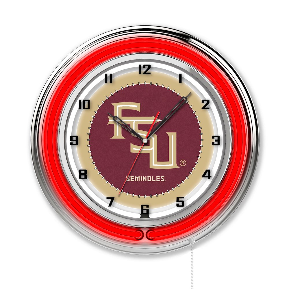 Florida State (Script) 19" Neon Clock. Picture 1