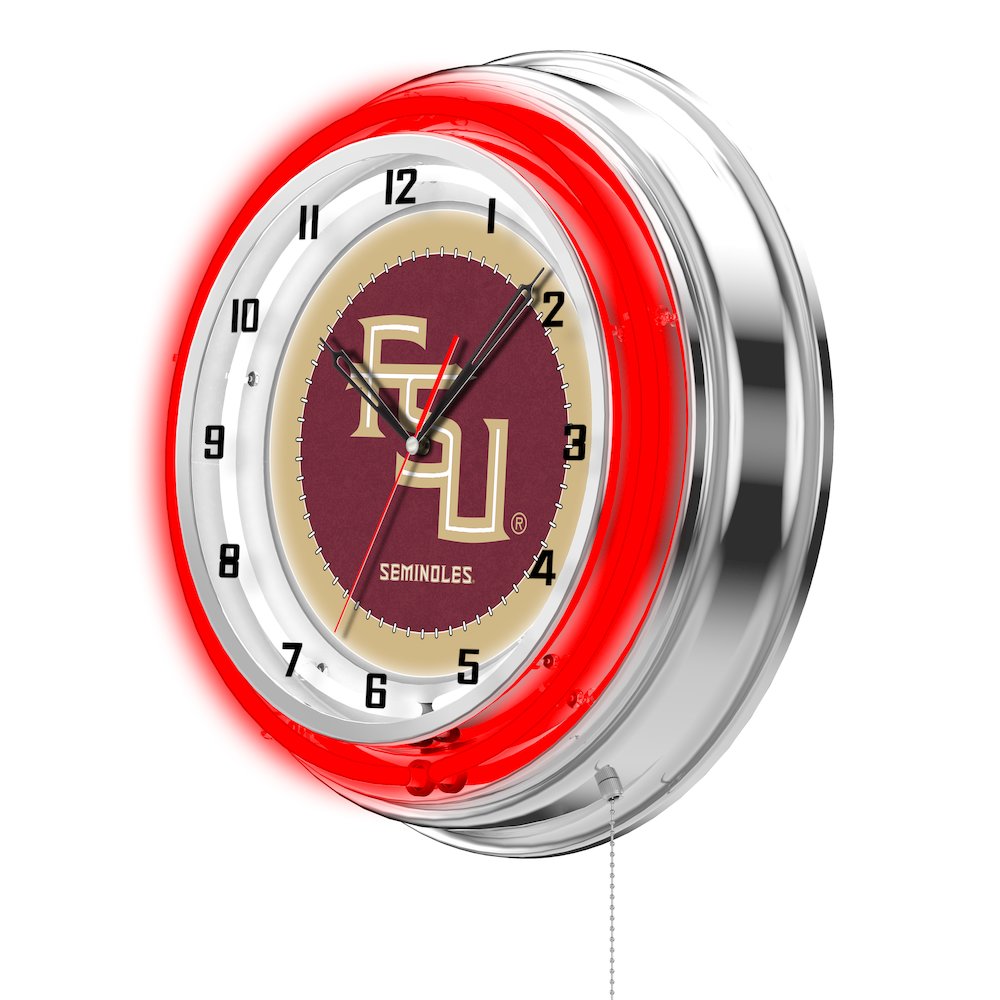 Florida State (Script) 19" Neon Clock. Picture 2