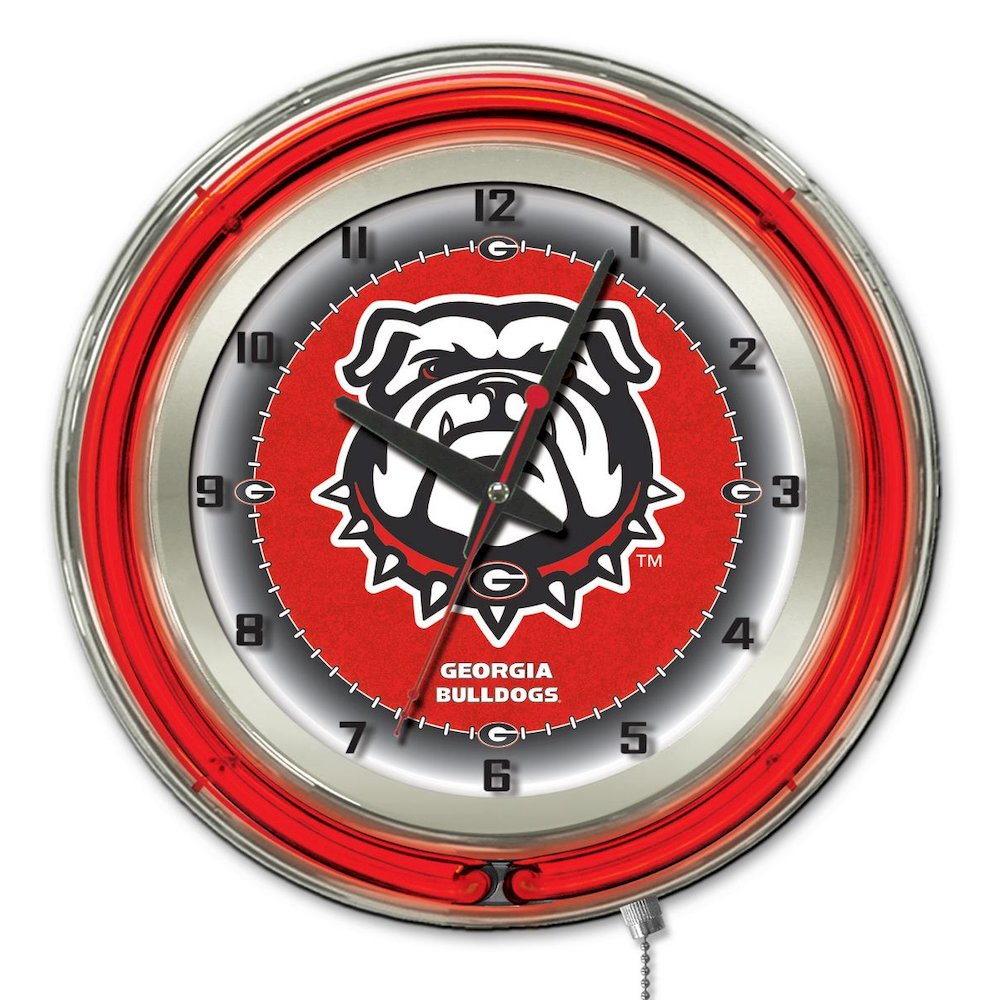 Georgia "Bulldog" 19" Neon Clock. Picture 1