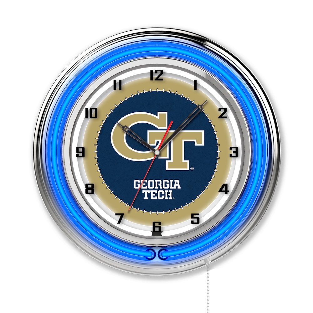Georgia Tech 19" Neon Clock. Picture 1