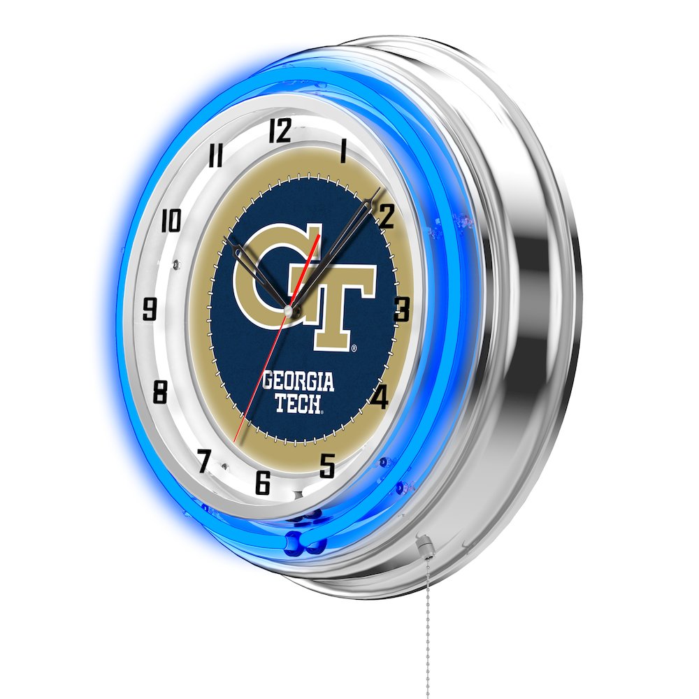 Georgia Tech 19" Neon Clock. Picture 2