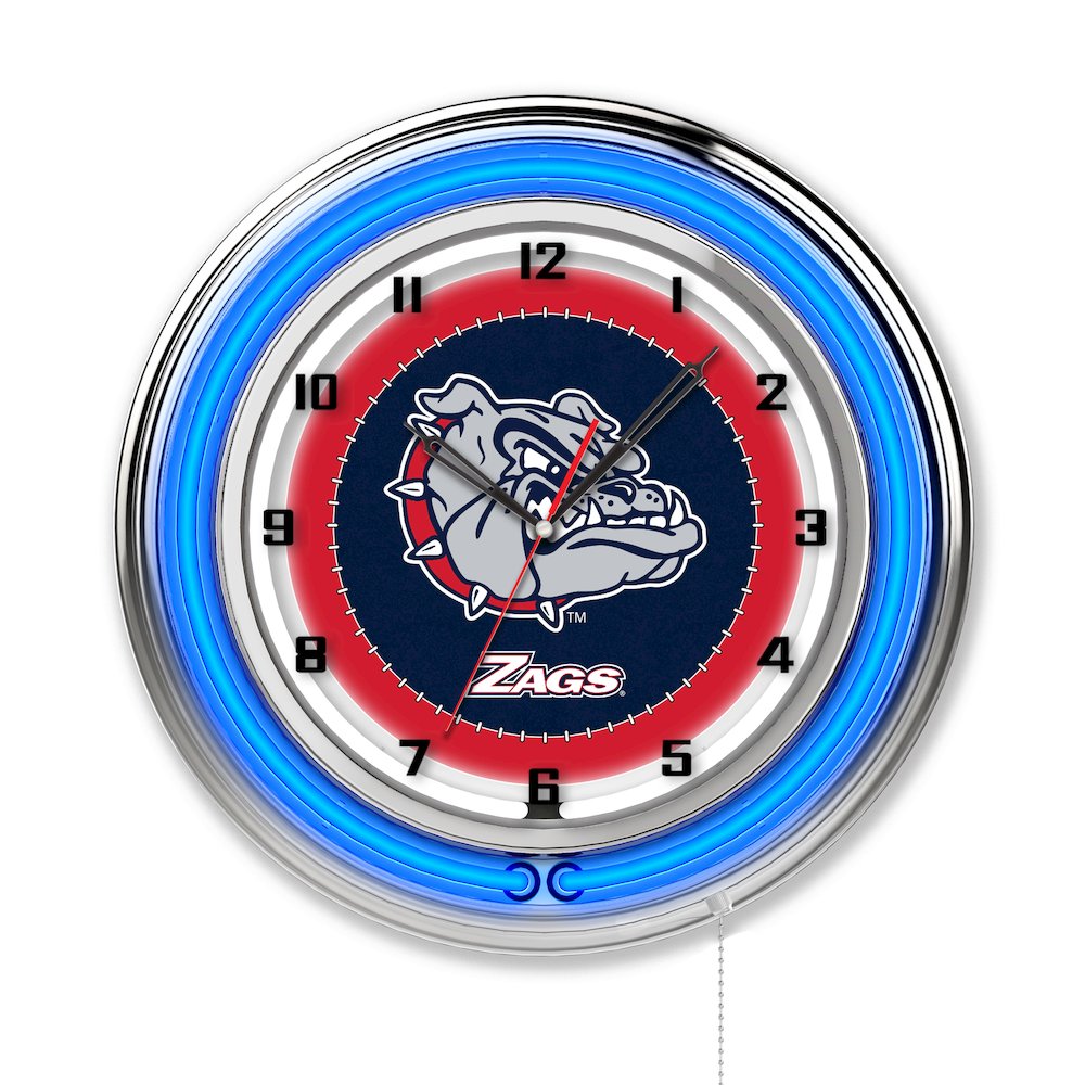Gonzaga 19" Neon Clock. Picture 1