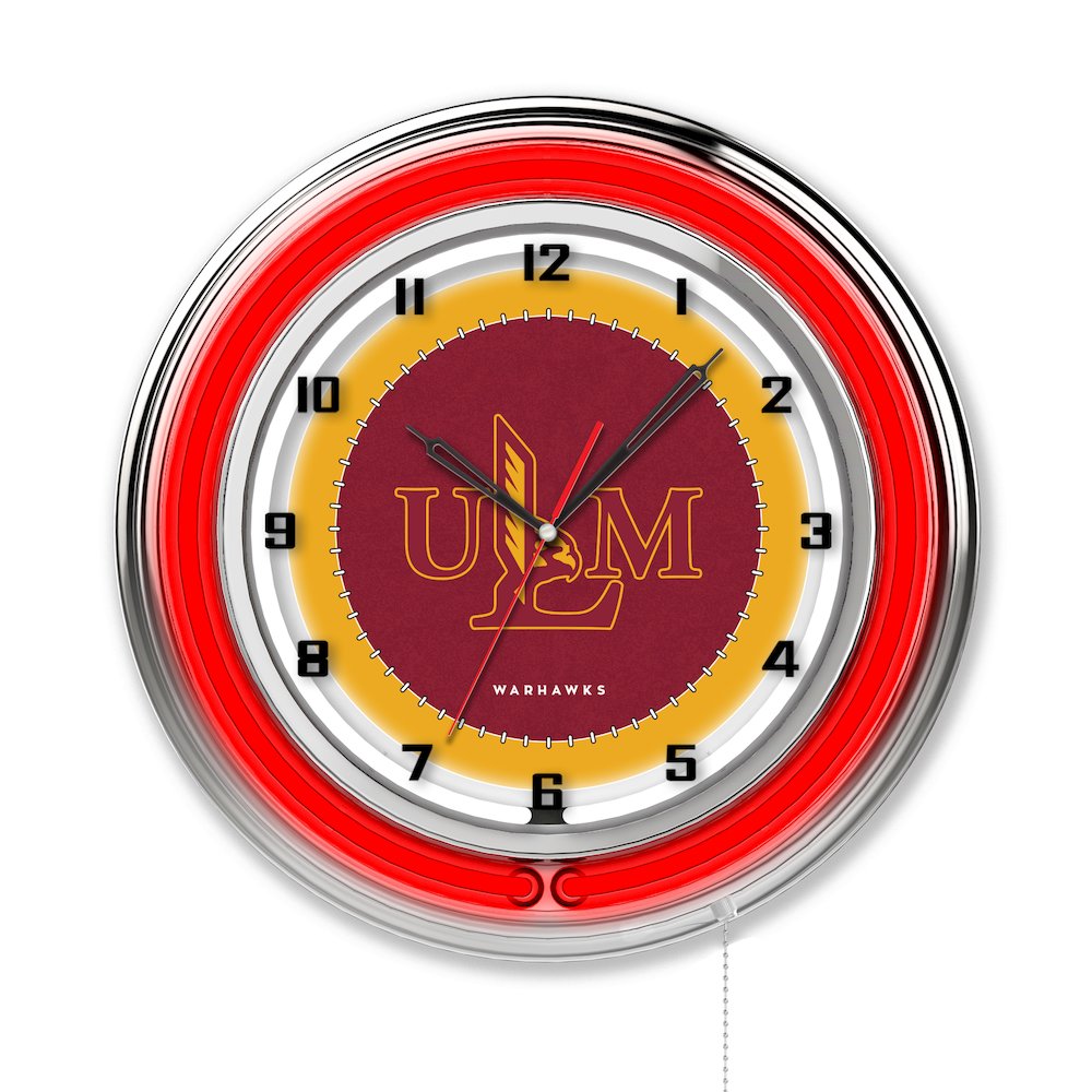 Louisiana-Monroe 19" Neon Clock. Picture 1