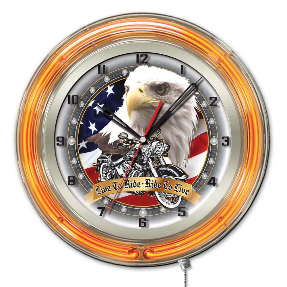 Live to Ride Neon Clock. Picture 1