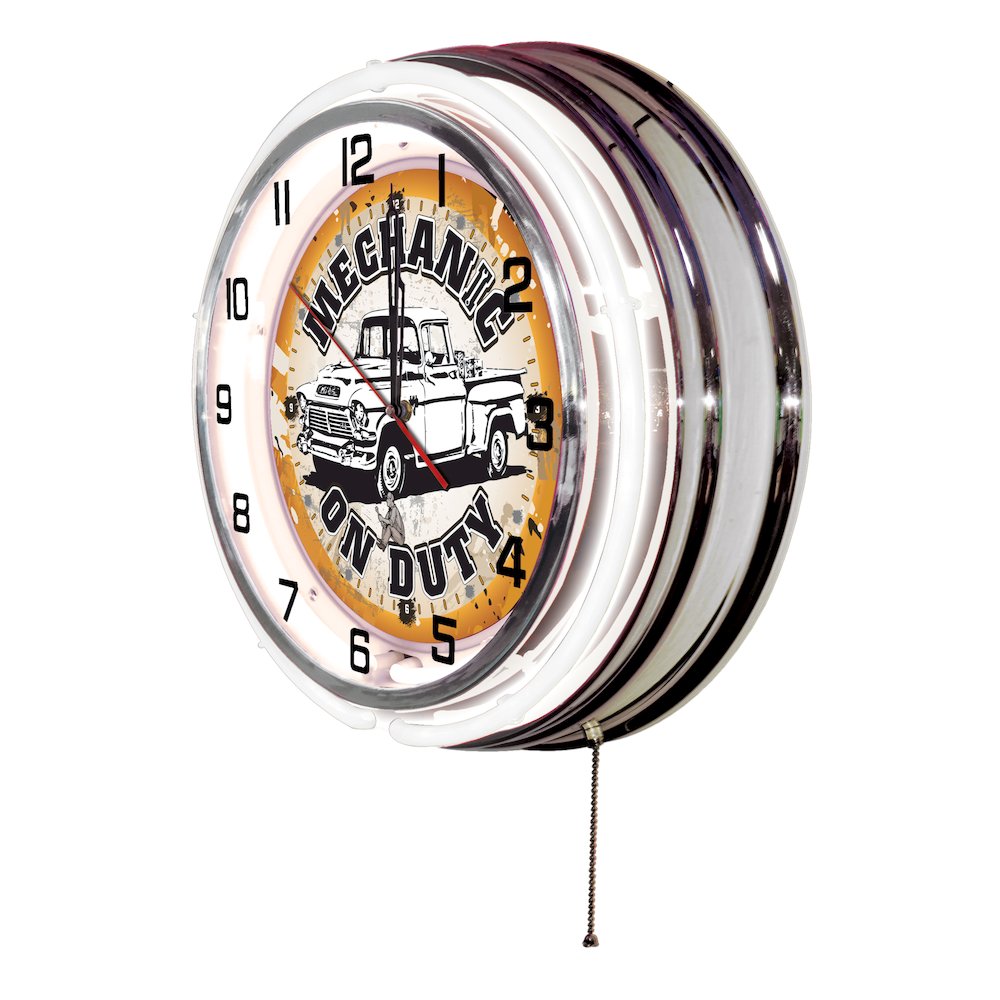 Mechanic on Duty Neon Clock. Picture 2