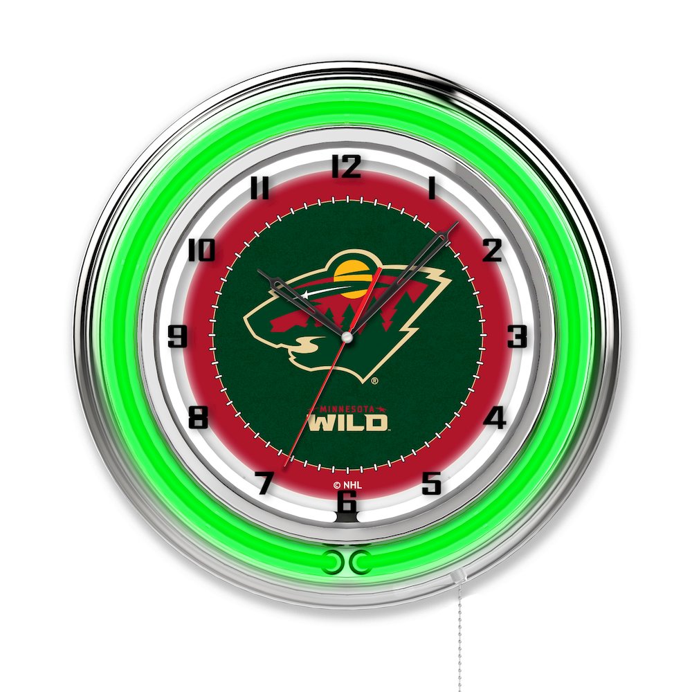 Minnesota Wild 19" Neon Clock. Picture 1