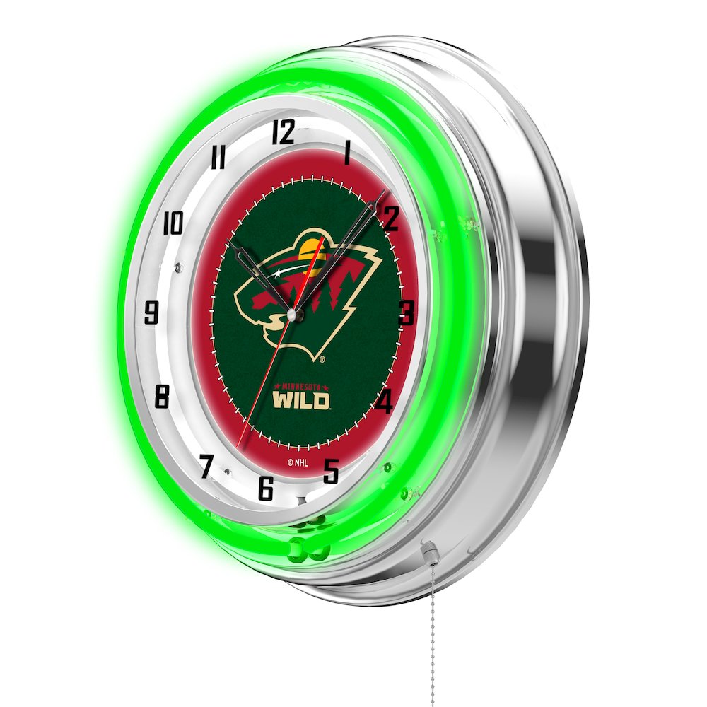 Minnesota Wild 19" Neon Clock. Picture 2