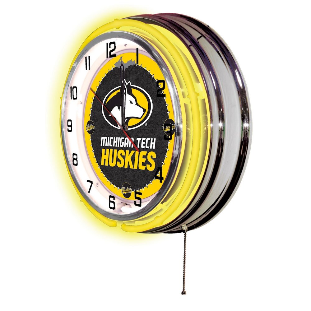 Michigan Tech 19" Neon Clock. Picture 2