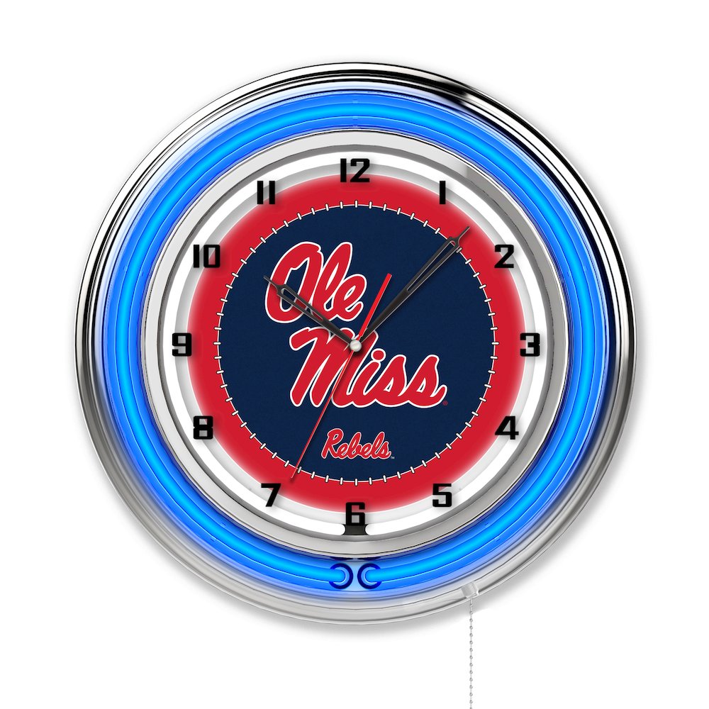 Ole' Miss 19" Neon Clock. Picture 1