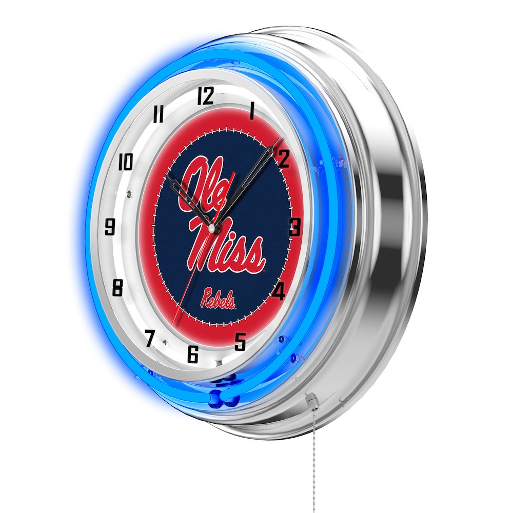 Ole' Miss 19" Neon Clock. Picture 2